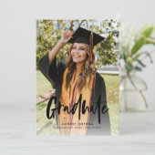 モダンブラックカリグラフィー写真卒業式 招待状 (スタンド正面)
