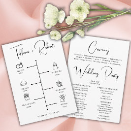 モダンブラックカリグラフィー結婚式プログラム プログラム
