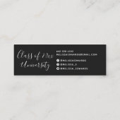 モダンブラッククラス卒業写真ネームカード コーリングカード (裏面)