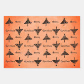 モダンブラッククリスマスツリーパターンホリデー ラッピングペーパーシート (正面3)