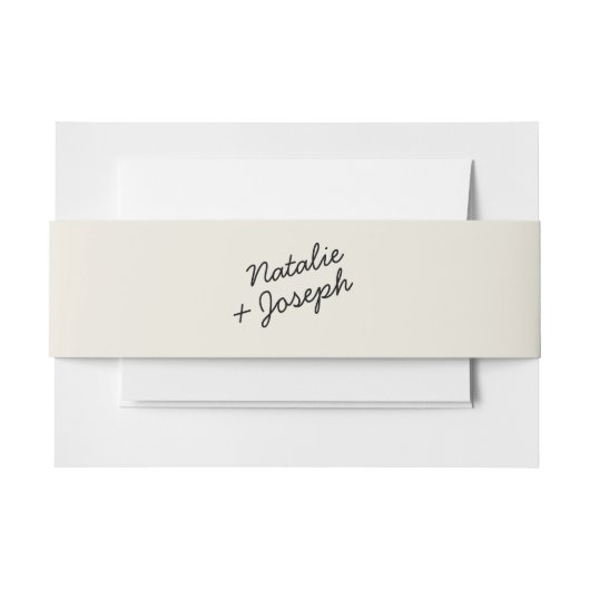 モダンブラッククリームレトロブお洒落ライト結婚ズ 招待状ベリーバンド (正面例)