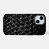 モダンブラッククロコダイル iPhone 15ケース (裏面横)