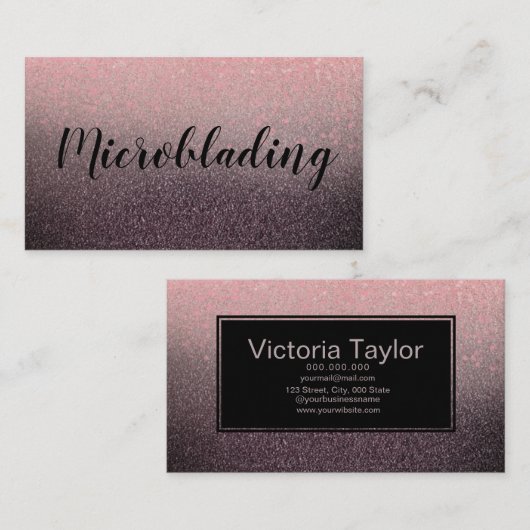 モダンブラックグリッターシックグラデーション 名刺 (正面/裏面)