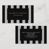 モダンブラックグレイストライププロフェッショナルシック 名刺 (正面/裏面)
