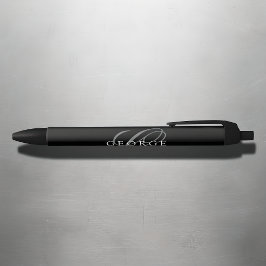 モダンブラックグレーモノグラム 黒ボールペン
