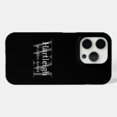 モダンブラックグレー ホワイトモノグラム 名前 Case-Mate iPhoneケース (裏面 (横))