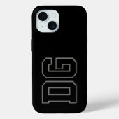 モダンブラックグレー モノグラムイニシャル Case-Mate iPhoneケース (裏面)