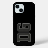 モダンブラックグレー モノグラムイニシャル Case-Mate iPhoneケース (裏面)