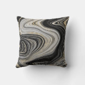 モダンブラックグレー&金ゴールドアガテジェムストーン クッション (裏面)