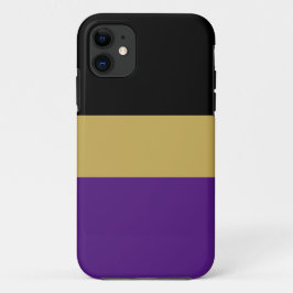モダンブラックゴールデン王室のブラウン紫ストライプ色 iPhone 11 ケース