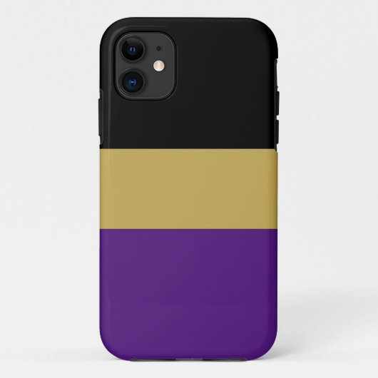 モダンブラックゴールデン王室のブラウン紫ストライプ色 Case-Mate iPhoneケース (裏面)