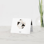 モダンブラックゴールドアブストラクト ホワイト大理石 サンキューカード (裏面)