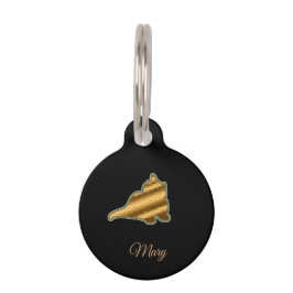 モダンブラックゴールドキャット ペット　ネームタグ