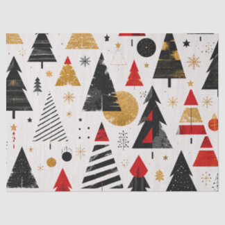 モダンブラックゴールドクリスマスツリーパターン 薄葉紙