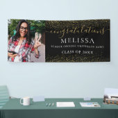 モダンブラックゴールドグリッター写真卒業式 横断幕 (トレードショー)