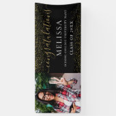 モダンブラックゴールドグリッター写真卒業式 横断幕 (縦)