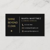 モダンブラックゴールドハウスクリーニングサービス 名刺 (裏面)