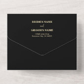 モダンブラックゴールドフォトオーバーレイウェディング オールインワン招待状 (裏面)