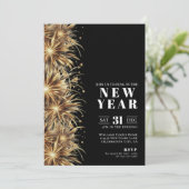 モダンブラックゴールド新年会パーティー 招待状 (スタンド正面)