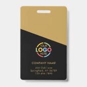 モダンブラックゴールド社員写真会社ロゴ バッジ (裏面)