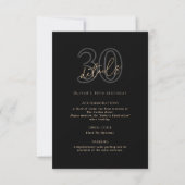 モダンブラックゴールド30歳の誕生日パーティーの詳細カード (正面)