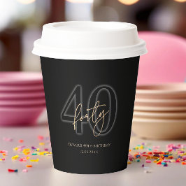 モダンブラックゴールド40歳の誕生日パーティー紙コップ 紙コップ