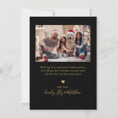 モダンブラックゴールド5枚写真コラージュクリスマスカード (裏面)