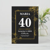 モダンブラックゴールド アクリルインク テクスチャ 招待状 (スタンド正面)