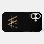 モダンブラックゴールド モノグラム スクリプト名 Case-Mate iPhoneケース (裏面 (横))