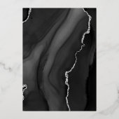 モダンブラックシルバーアゲートウェディング 箔招待状 (裏面)