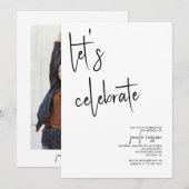 モダンブラックスクリプトのお誕生日をお祝いしよう 招待状 (正面/裏面)