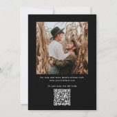 モダンブラックスクリプトの結婚式+写真+QRコード 招待状 (裏面)