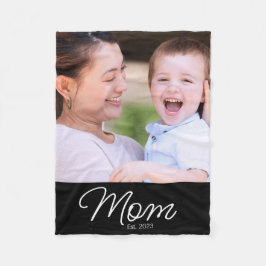 モダンブラックスクリプトのMom Establishedフォト フリースブランケット