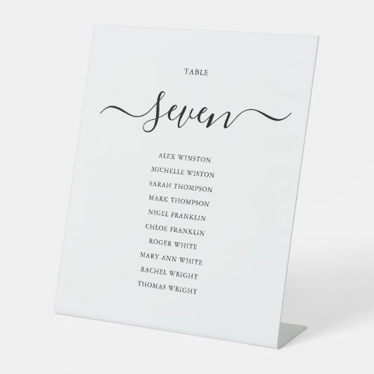 モダンブラックスクリプトテーブルナンバー席次表ペド 台座サイン (正面)