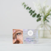 モダンブラックスクリプトフォトメイクアップ 名刺 (スタンド正面)