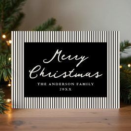 モダンブラックストライプ メリークリスマス ノンフォト シーズンカード