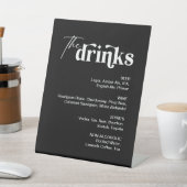 モダンブラックドリンク結婚メニューバー 台座サイン (インサイチュ)