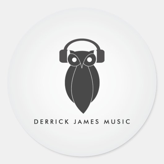 モダンブラックナイトフクロウのロゴDJ、バンド、ミュージシャン ラウンドシール (正面)