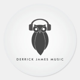 モダンブラックナイトフクロウのロゴDJ、バンド、ミュージシャン ラウンドシール