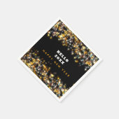 モダンブラックハッピーニューイヤー金ゴールドグリッターきらめく スタンダードカクテルナプキン (角)
