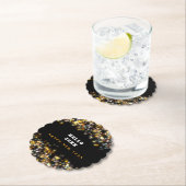 モダンブラックハッピーニューイヤー金ゴールドグリッターきらめく ペーパーコースター (インサイチュ)