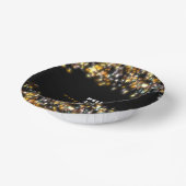 モダンブラックハッピーニューイヤー金ゴールドグリッターきらめく ペーパーボウル (傾斜あり)