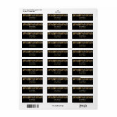 モダンブラックハッピーニューイヤー金ゴールドグリッターきらめく ラベル (フルシート)