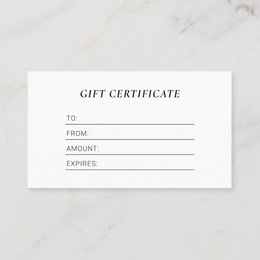 モダンブラックビジネスロゴギフト券 名刺 (裏面)