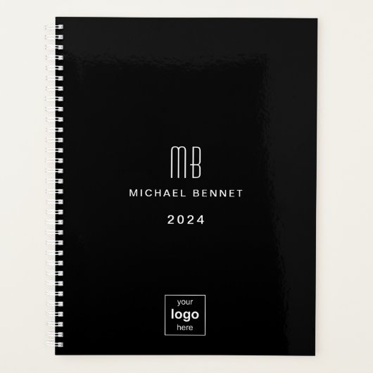 モダンブラックビジネスロゴ 2024 プランナー手帳 (正面)