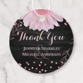 モダンブラックピンクデイジー結婚ズ フェイバータグ (正面)