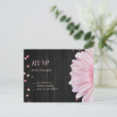 モダンブラックピンクデイジー結婚ズ ポストカード (スタンド正面)