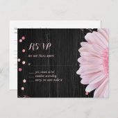 モダンブラックピンクデイジー結婚ズ ポストカード (正面/裏面)