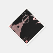 モダンブラックピンクヴィンテージパリエッフェルタワー スタンダードカクテルナプキン (角)