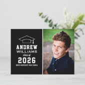 モダンブラックフォト卒業オープンハウス 招待状 (スタンド正面)